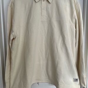 NWT The North Face Cream Rugby style Long Sleeve Polo